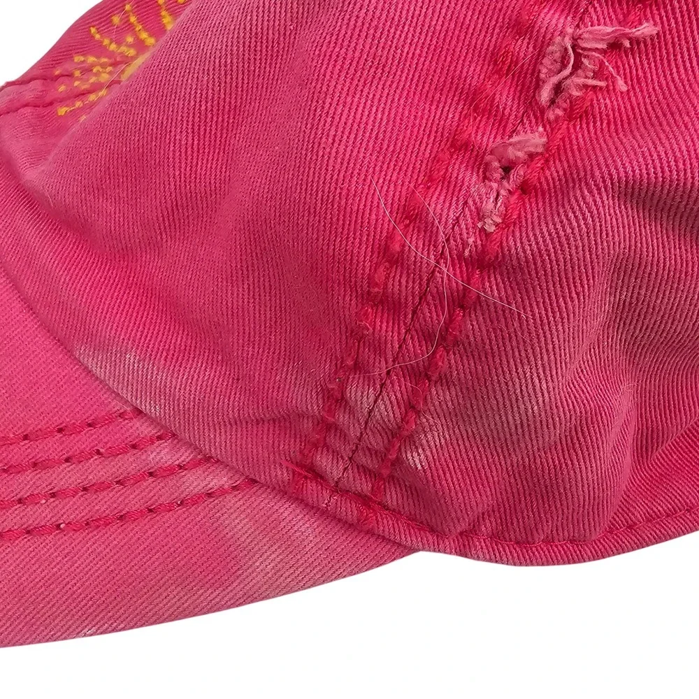 Life‎ is Good Women's Pink Sun Embroidered Distressed Baseball Cap Hat One Size